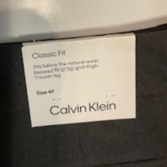 NWT Calvin Klein Classic Fit Heather Gray Trouser Leg Suit Pants Size 4P Petite - Picture 3 of 5